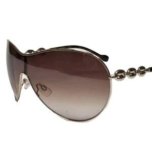 Jessica Simpson Brown Gold Fashion Shield Face Wrap Designer Sunglasses